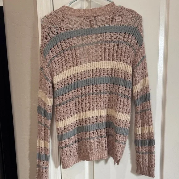 Freshman Pink and Gray Striped Cardigan L / G14 - Picture 4 of 4